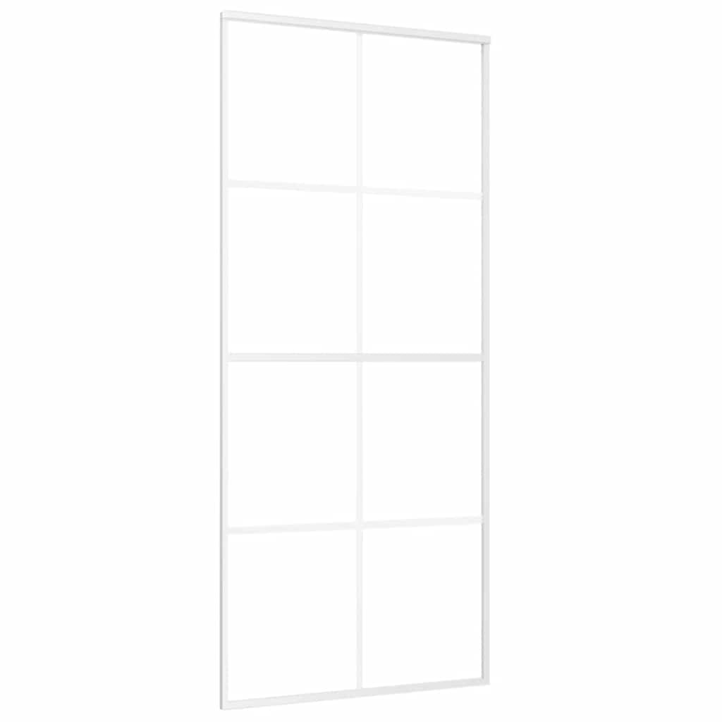 Vidaxl Schiebetür 90x205 cm mattes ESG -Glas und Aluminium weiß