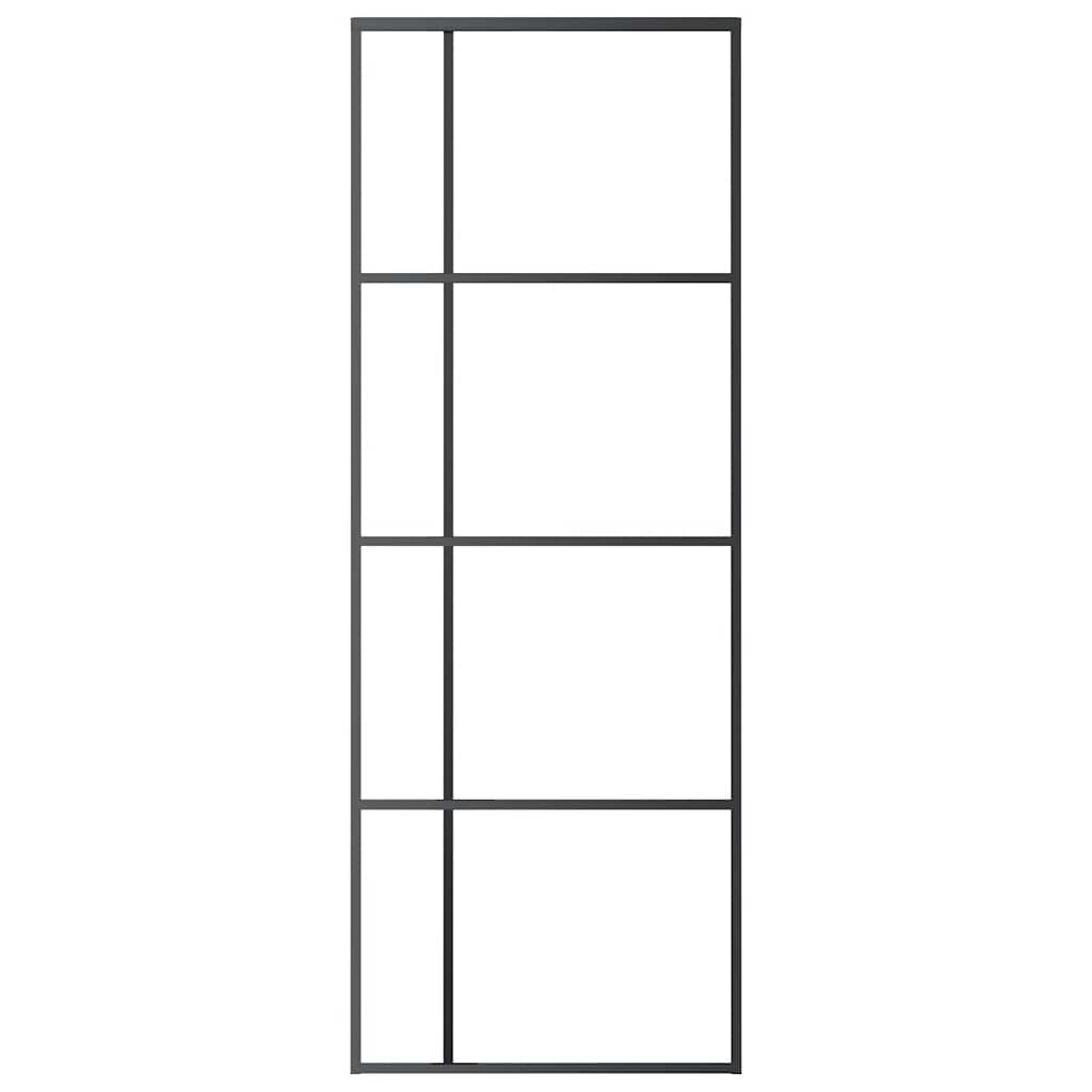 Vidaxl Schiebetür 76x205 cm ESG -Glas und Aluminiumschwarz