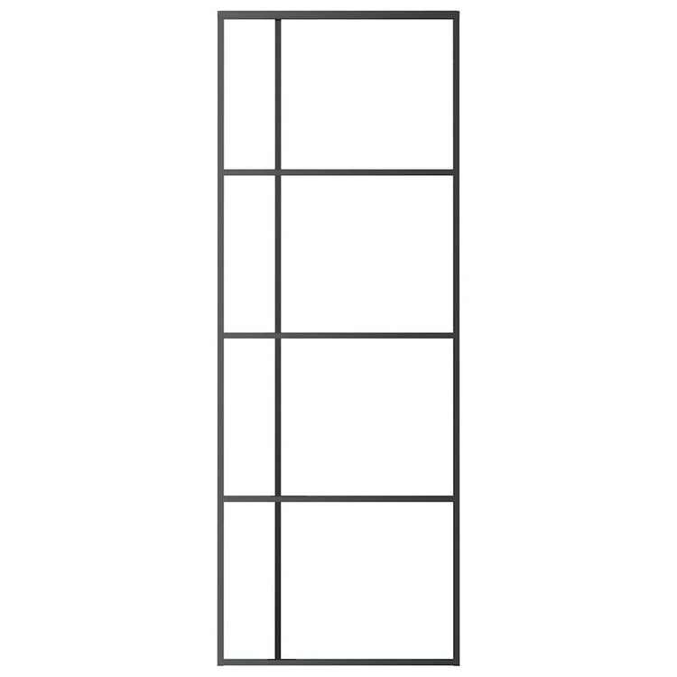 Vidaxl Schiebetür 76x205 cm ESG -Glas und Aluminiumschwarz