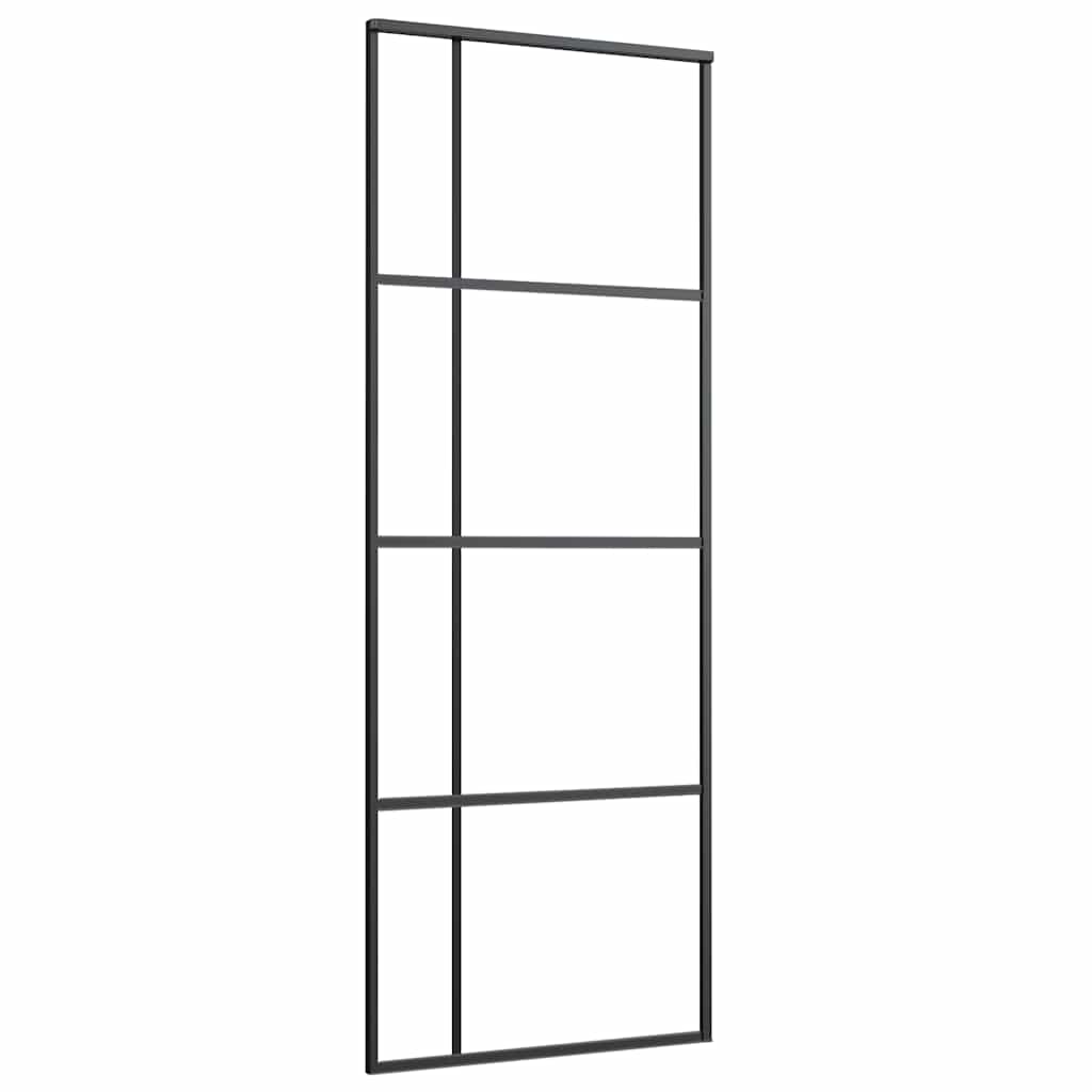 VIDAXL -Schiebetür 76x205 cm mattes ESG -Glas und Aluminiumschwarz