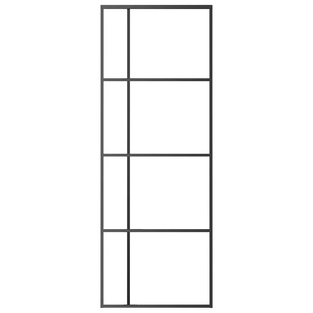 VIDAXL -Schiebetür 76x205 cm mattes ESG -Glas und Aluminiumschwarz