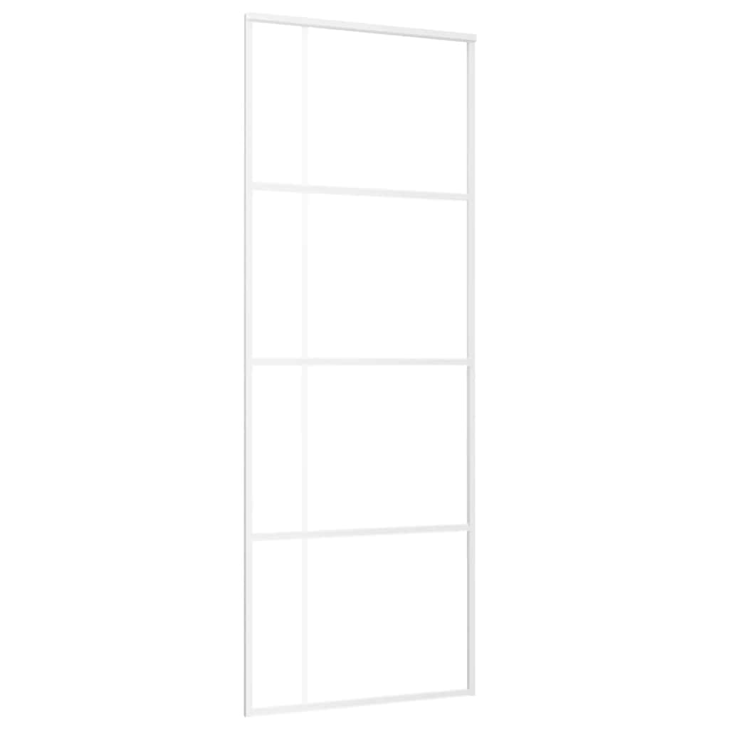 Vidaxl Schiebetür 76x205 cm ESG -Glas und Aluminium weiß