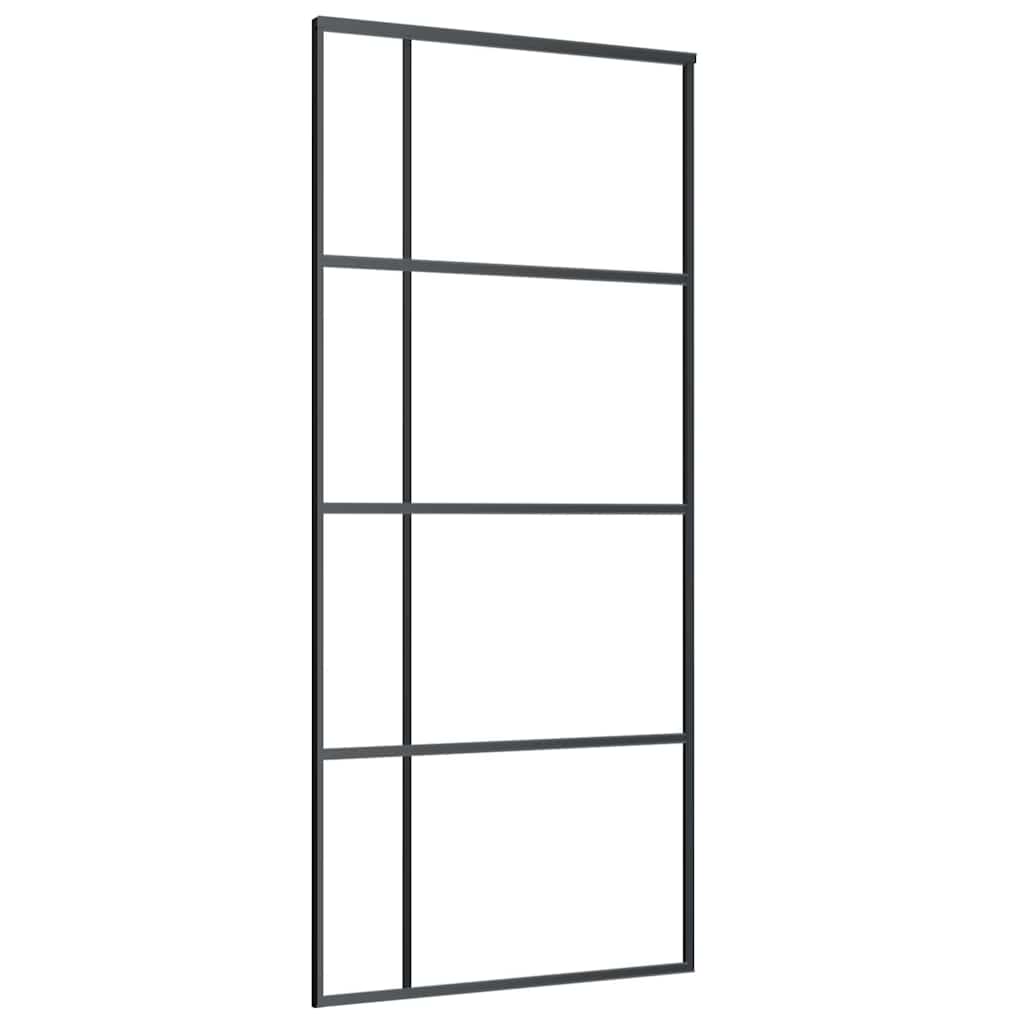 Vidaxl Schiebetür 90x205 cm ESG -Glas und Aluminiumschwarz