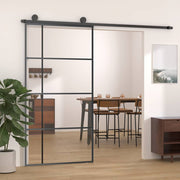 VIDAXL -Schiebetür 102,5 x 205 cm ESG -Glas und Aluminiumschwarz - afbeelding 1