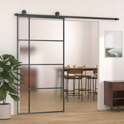 VIDAXL -Schiebetür 102,5 x 205 cm mattes ESG -Glas und Aluminiumschwarz - afbeelding 1
