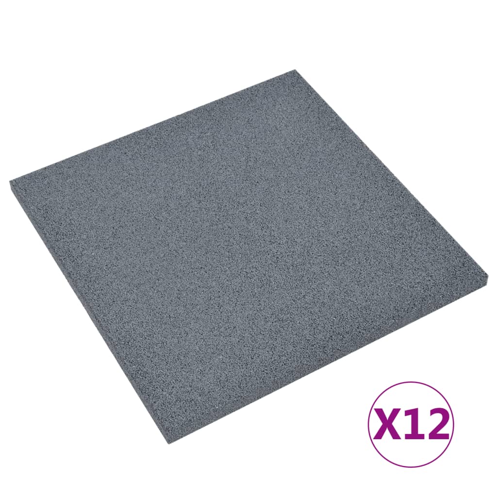 Vidaxl Valt Tiles 12 ST 50 x 50 x 3 cm Gummigrau