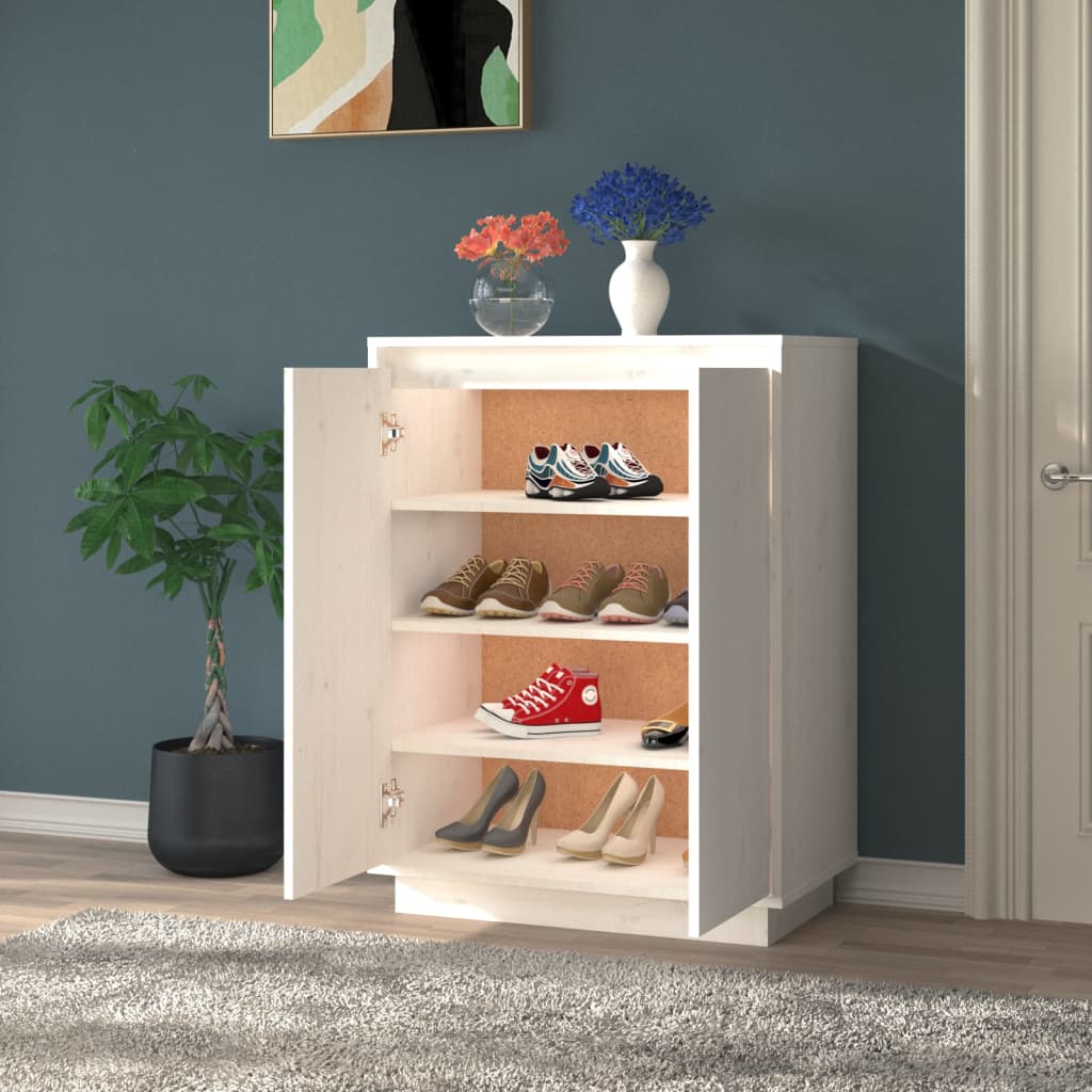 Vidaxl Schuhschrank 60x35x80 cm Festkiefer weiß