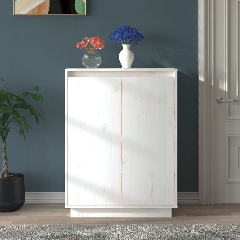 Vidaxl Schuhschrank 60x35x80 cm Festkiefer weiß