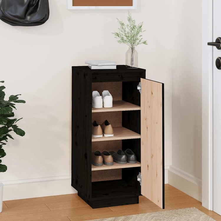 Vidaxl Schuhschrank 35x35x80 cm Festkiefer schwarz