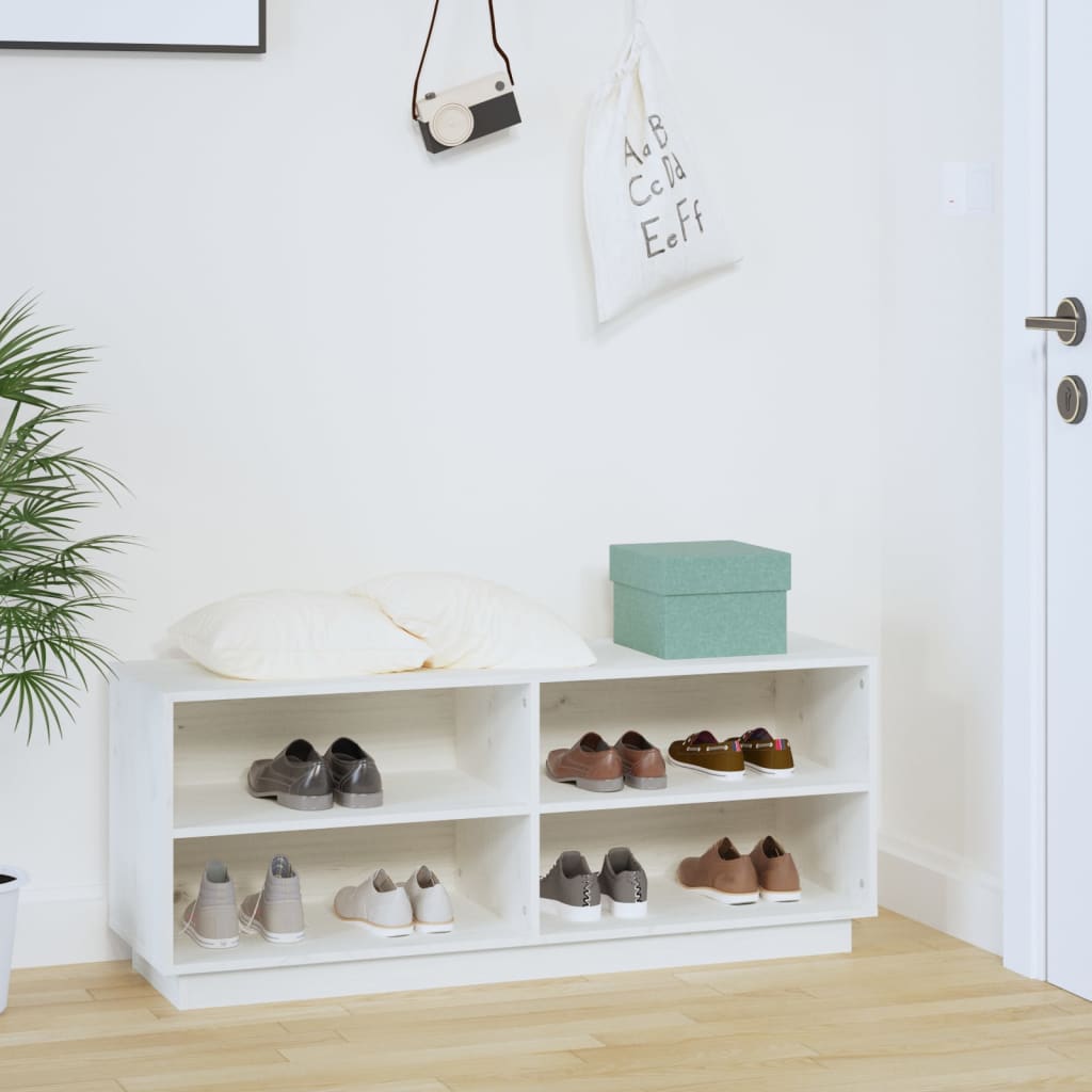 Vidaxl Schuhschrank 110x34x45 cm Festkiefer weiß