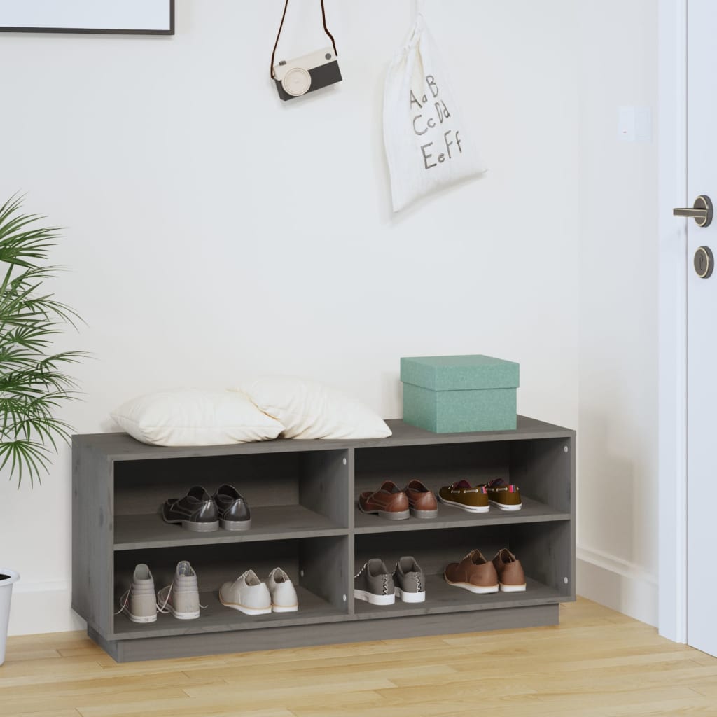 Vidaxl -Schuhschrank 110x34x45 cm Festkieferngrau