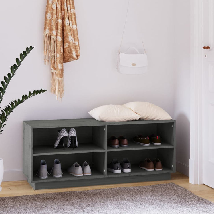 Vidaxl -Schuhschrank 110x34x45 cm Festkieferngrau