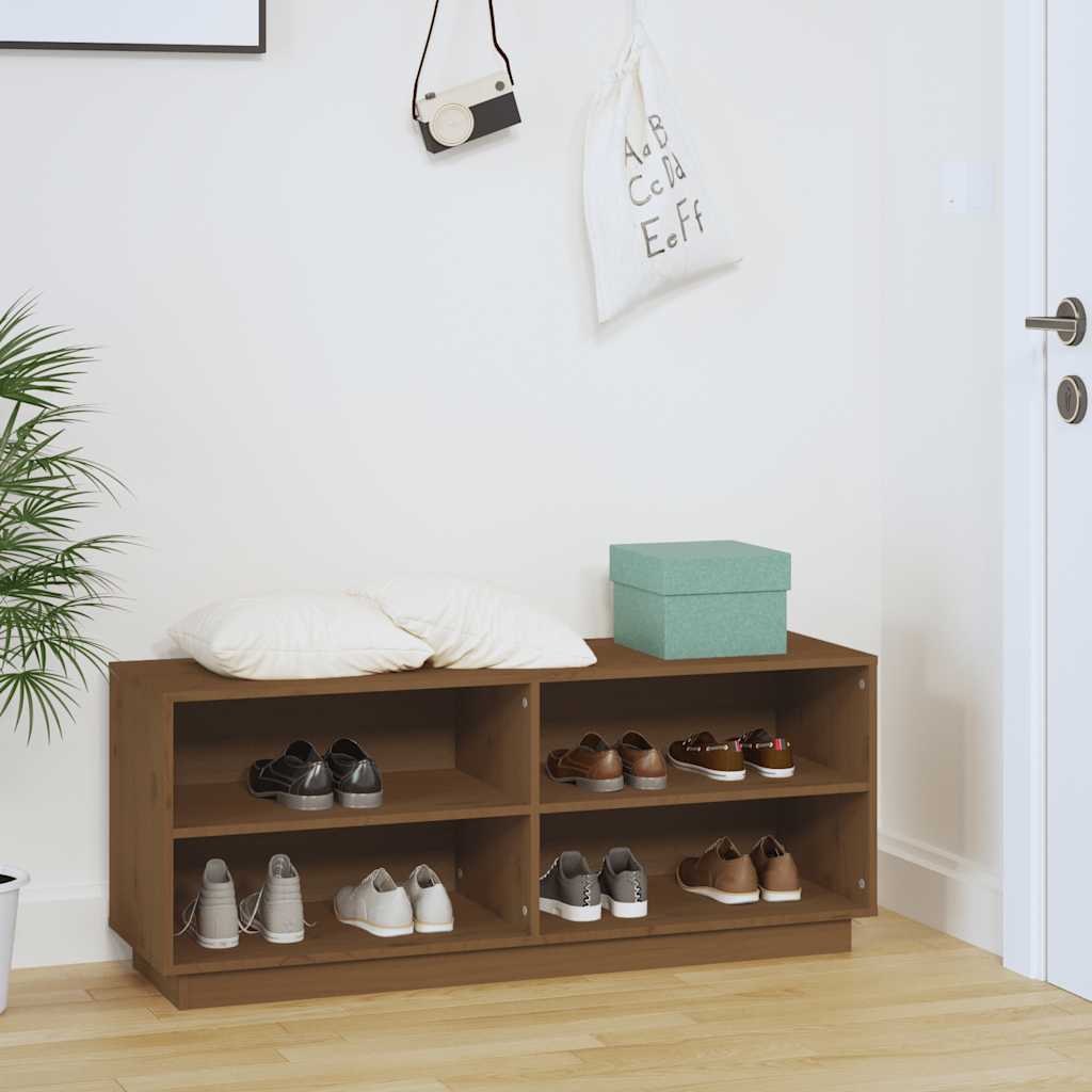 Vidaxl Schuhschrank 110x34x45 cm Festkiefer Honigbraun
