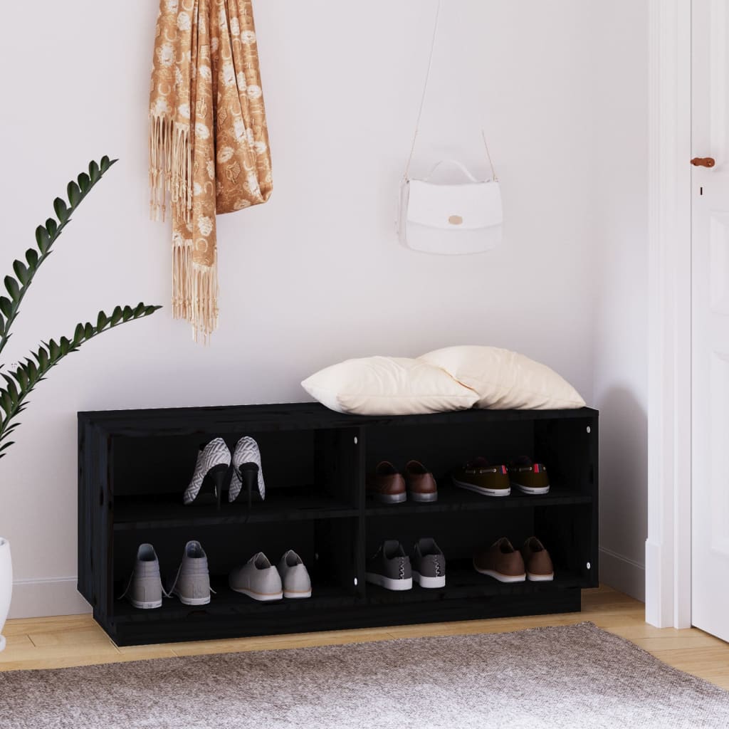 Vidaxl Schuhschrank 110x34x45 cm Festkiefer Schwarz