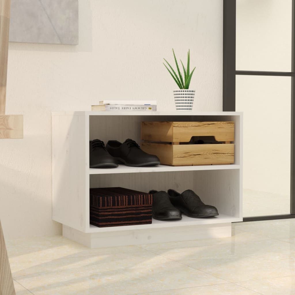 Vidaxl Schuhschrank 60x34x45 cm Festkiefer weiß