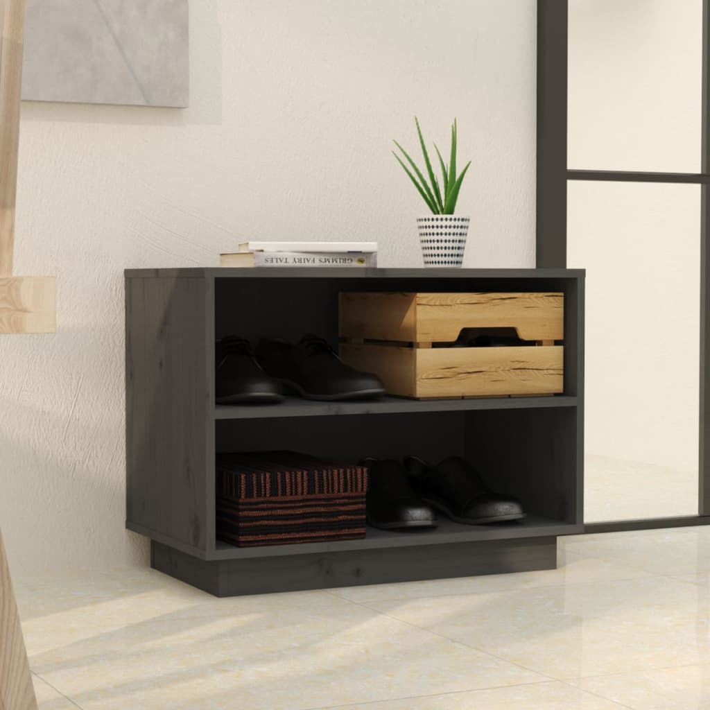 Vidaxl -Schuhschrank 60x34x45 cm Festkieferngrau