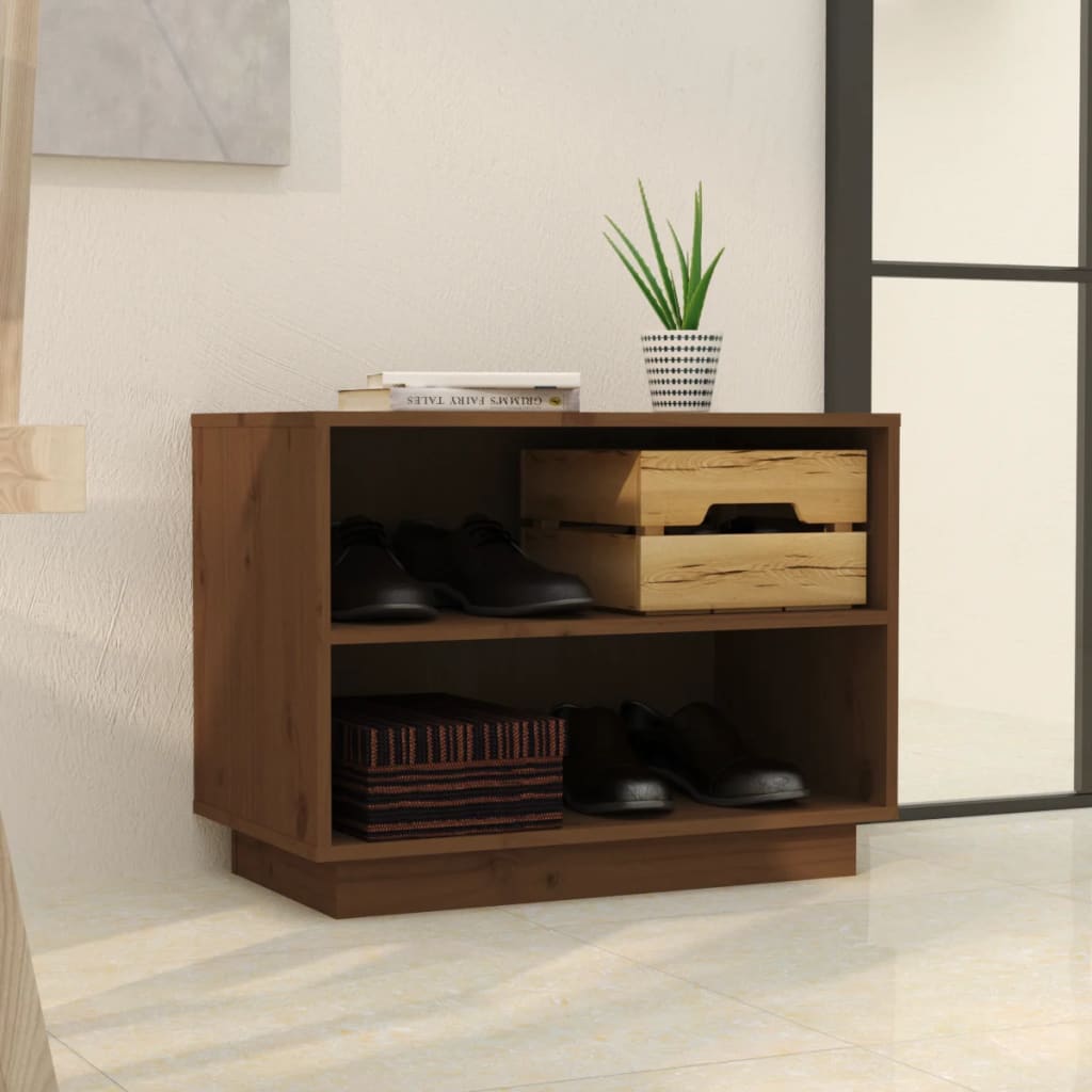 Vidaxl Schuhschrank 60x34x45 cm Festkiefer Honigbraun