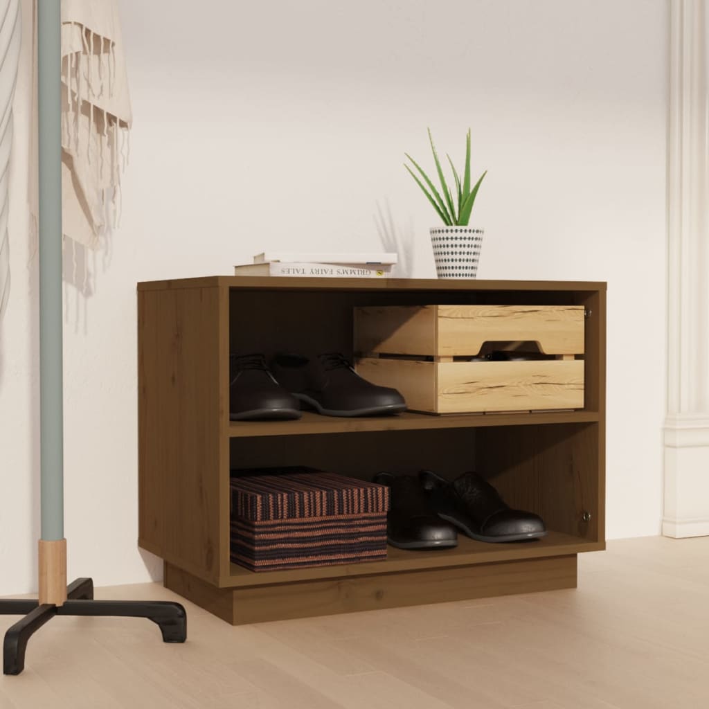 Vidaxl Schuhschrank 60x34x45 cm Festkiefer Honigbraun