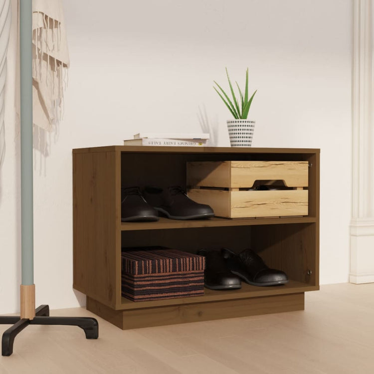 Vidaxl Schuhschrank 60x34x45 cm Festkiefer Honigbraun