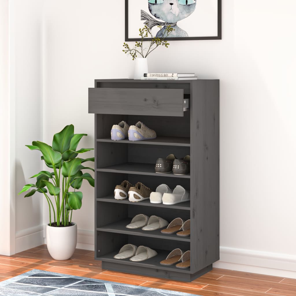Vidaxl -Schuhschrank 60x34x105 cm Festkiefergrau