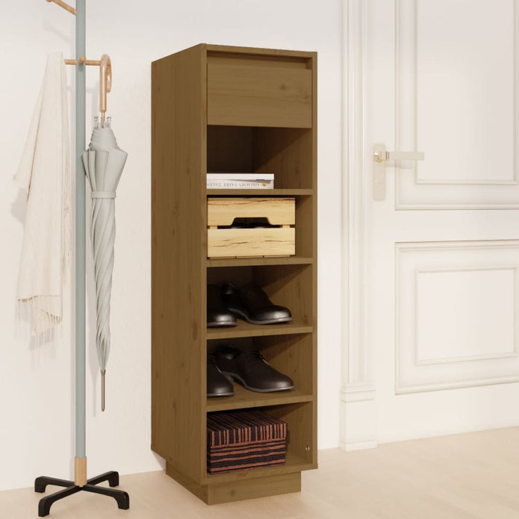 Vidaxl Schuhschrank 30x34x105 cm Festkiefer Honigbraun