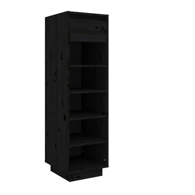 Vidaxl Schuhschrank 30x34x105 cm Festkiefer schwarz