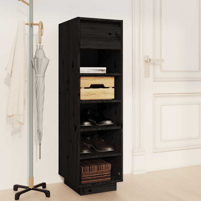 Vidaxl Schuhschrank 30x34x105 cm Festkiefer schwarz