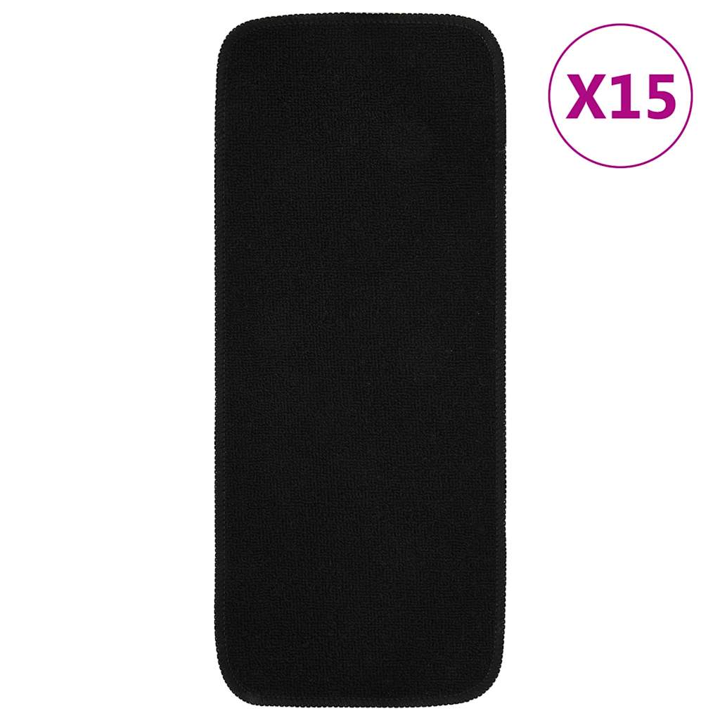 Vidaxl-Treppenmatten 15 St. Anti-Rutsch rechteckig 60x25 cm Schwarz