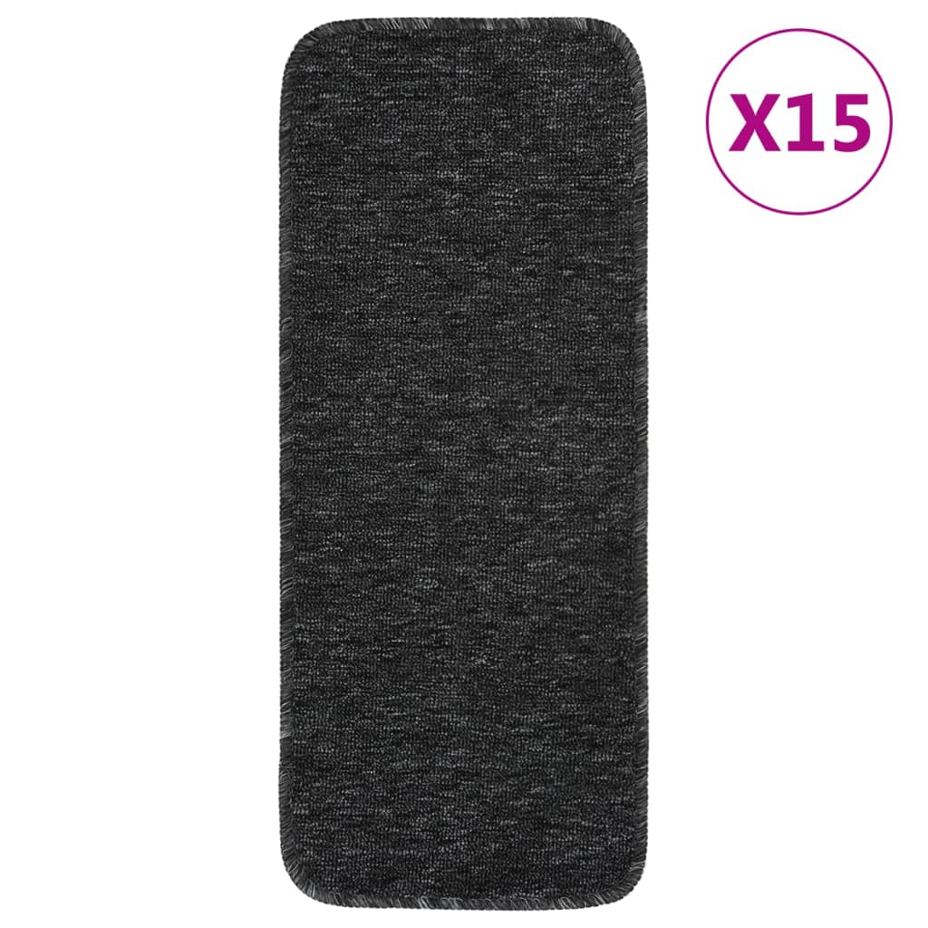 VIDAXL-Treppenmatten 15 St. Anti-Rutsch rechteckig 60x25 cm Anthrazitfarbe
