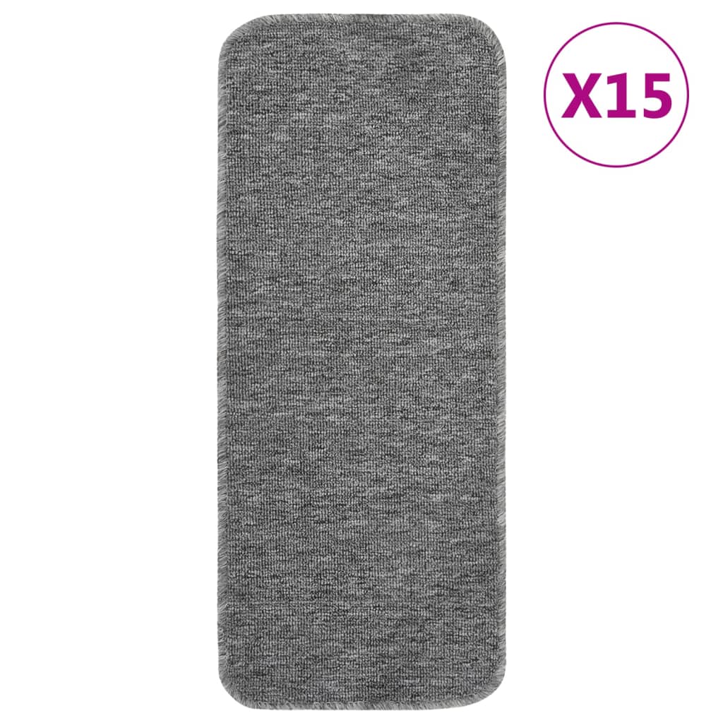 Vidaxl-Treppenmatten 15 St. Anti-Rutsch rechteckig 60x25 cm Grau