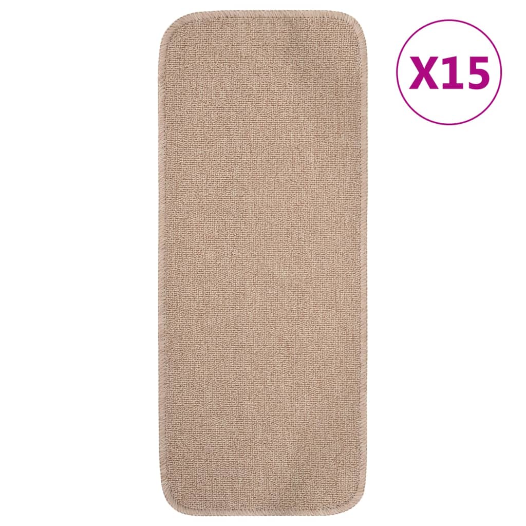 Vidaxl-Treppenmatten 15 St. Anti-Rutsch rechteckig 60x25 cm Beige