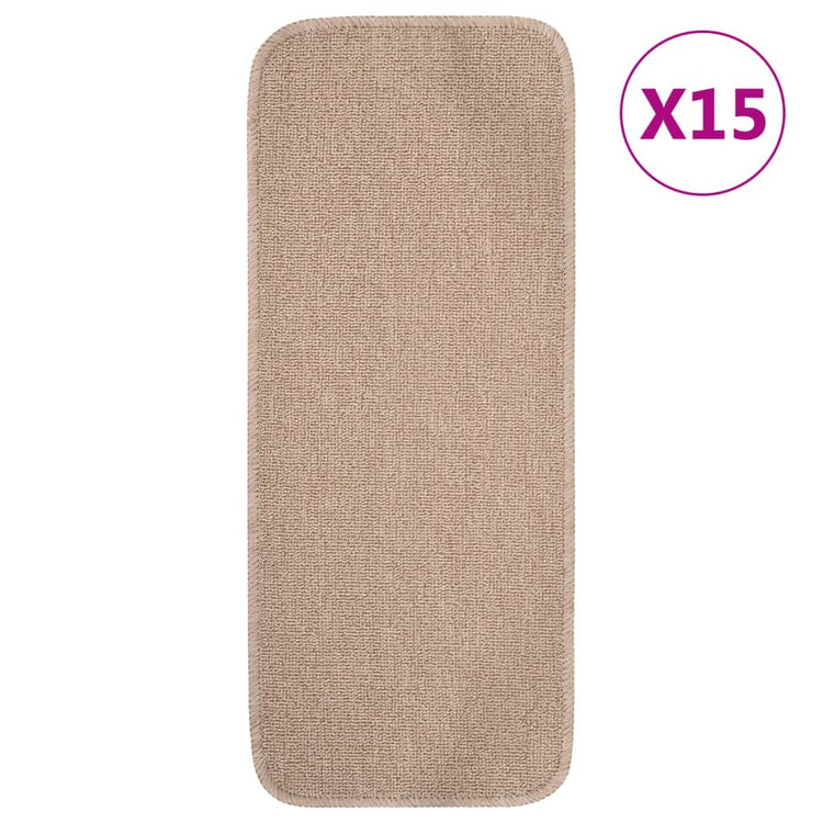 Vidaxl-Treppenmatten 15 St. Anti-Rutsch rechteckig 60x25 cm Beige