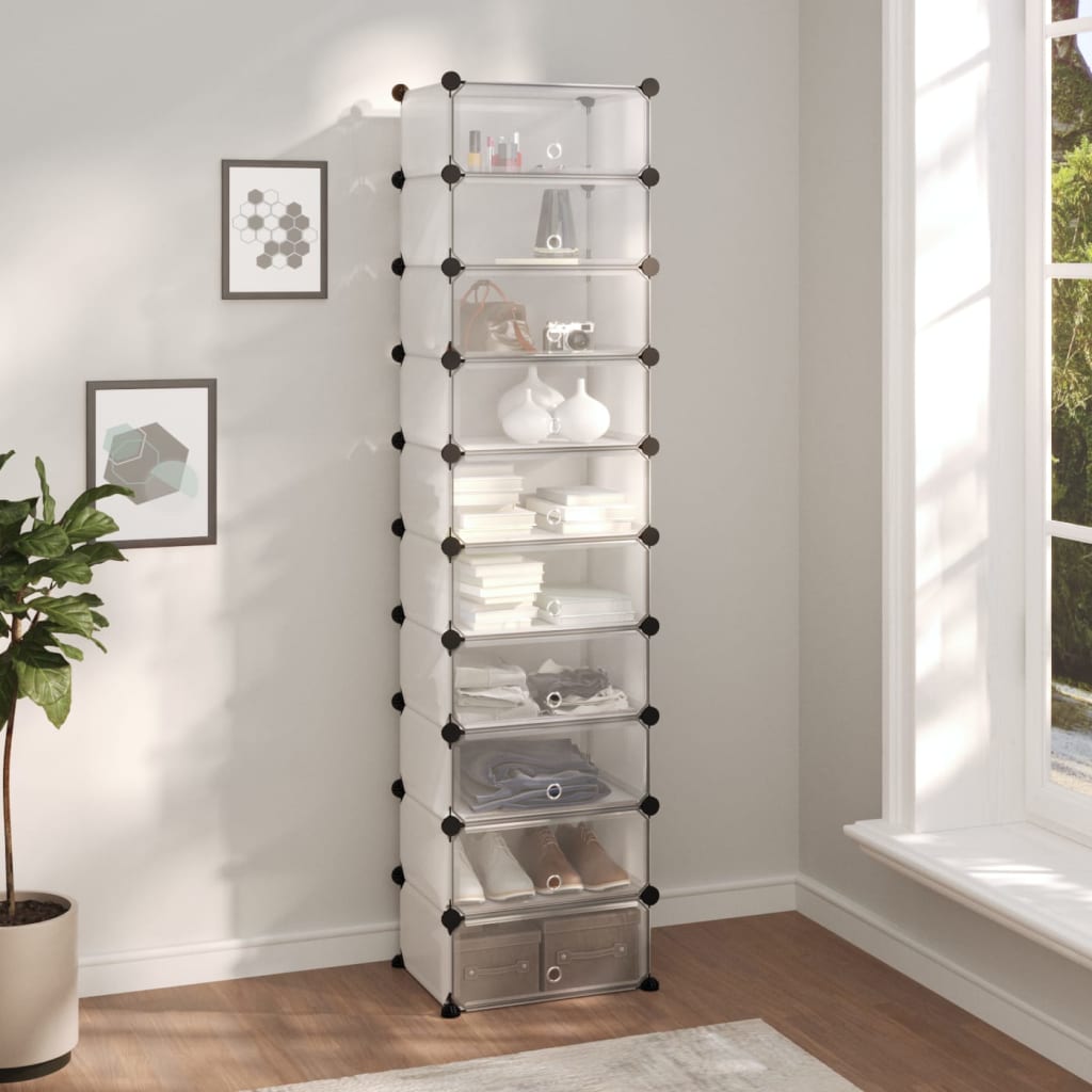 VIDAXL -Schuhregal 44x32x174 cm Polypropen transparent
