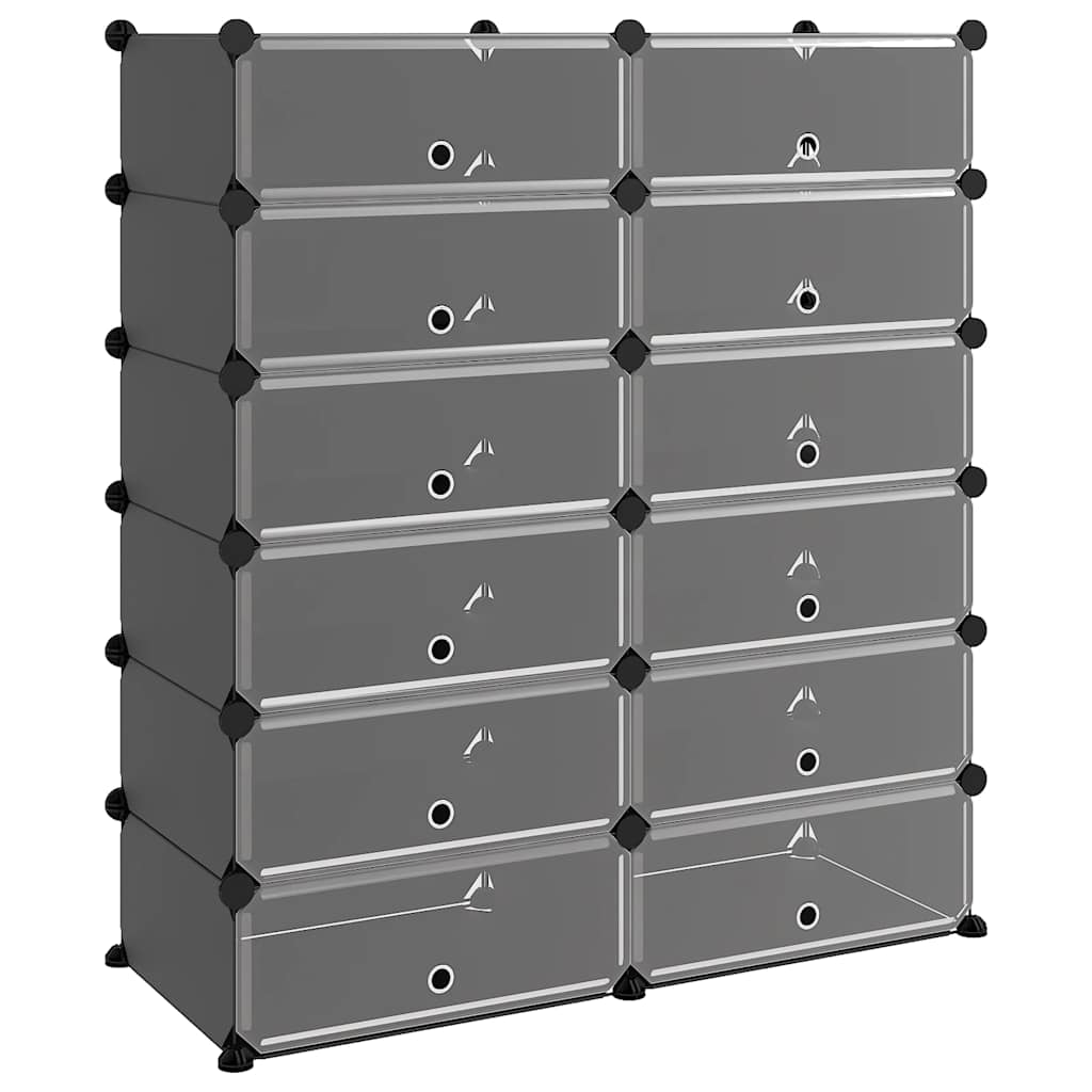 VIDAXL -Schuhregal 94.5x36.5x106 cm Polypropen Schwarz