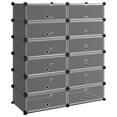 VIDAXL -Schuhregal 94.5x36.5x106 cm Polypropen Schwarz