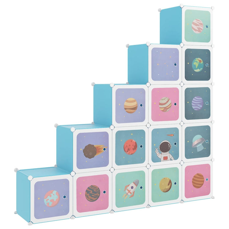 Vidaxl Kinderlagermöbel mit 15 Kursen Polypropenblau