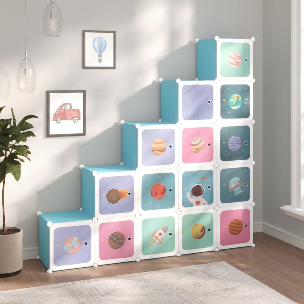 Vidaxl Kinderlagermöbel mit 15 Kursen Polypropenblau