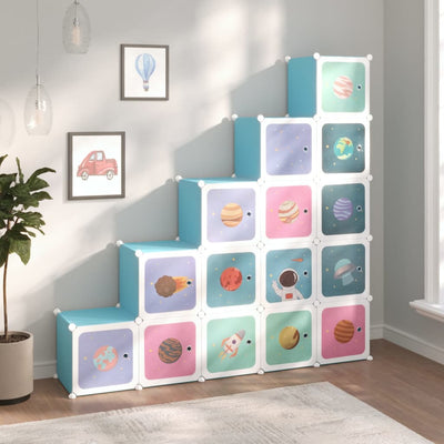 Vidaxl Kinderlagermöbel mit 15 Kursen Polypropenblau