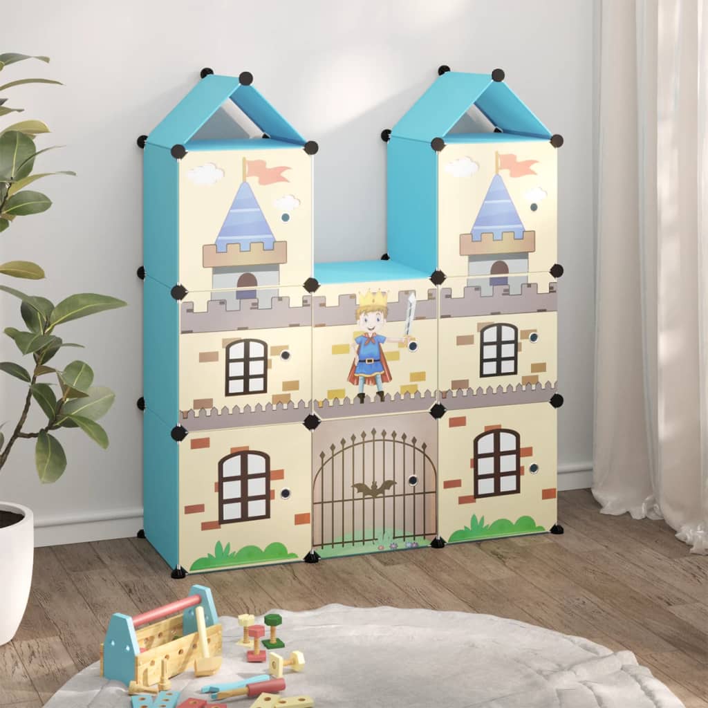 Vidaxl Kinderlagermöbel mit 8 Fächern Polypropenblau
