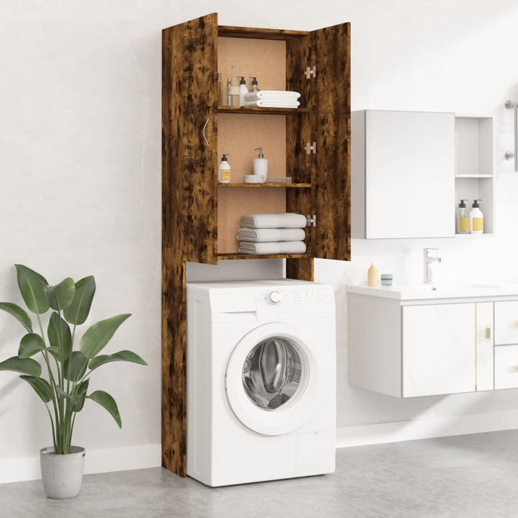 Vidaxl Waschmaschinenschrank 64x25.5x190 cm geräucherte Eiche gefärbt