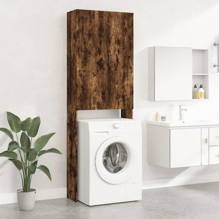 Vidaxl Waschmaschinenschrank 64x25.5x190 cm geräucherte Eiche gefärbt