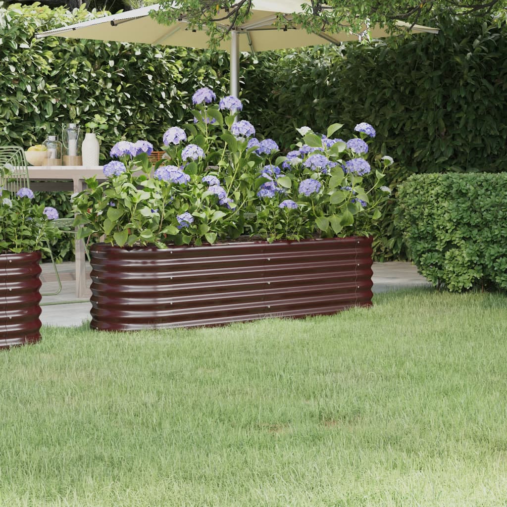 VIDAXL -Pflanzer 152x40x36 cm Pulver -bezogener Stahlbraun