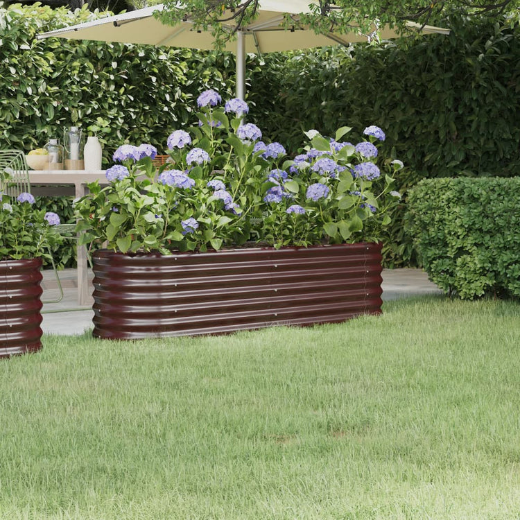 VIDAXL -Pflanzer 152x40x36 cm Pulver -bezogener Stahlbraun