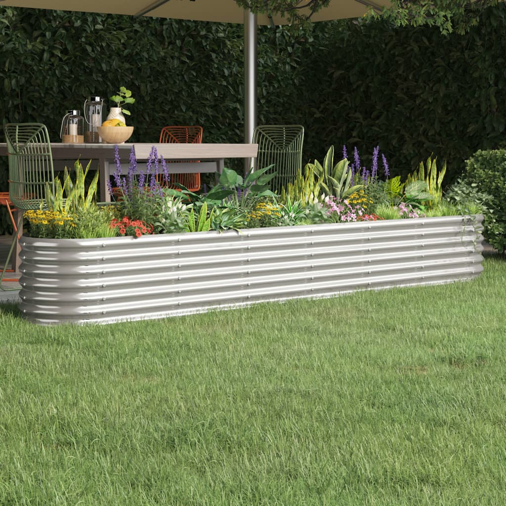 VIDAXL -Planungsbox 260x40x36 cm Pulver -Stahl Silber gefärbt
