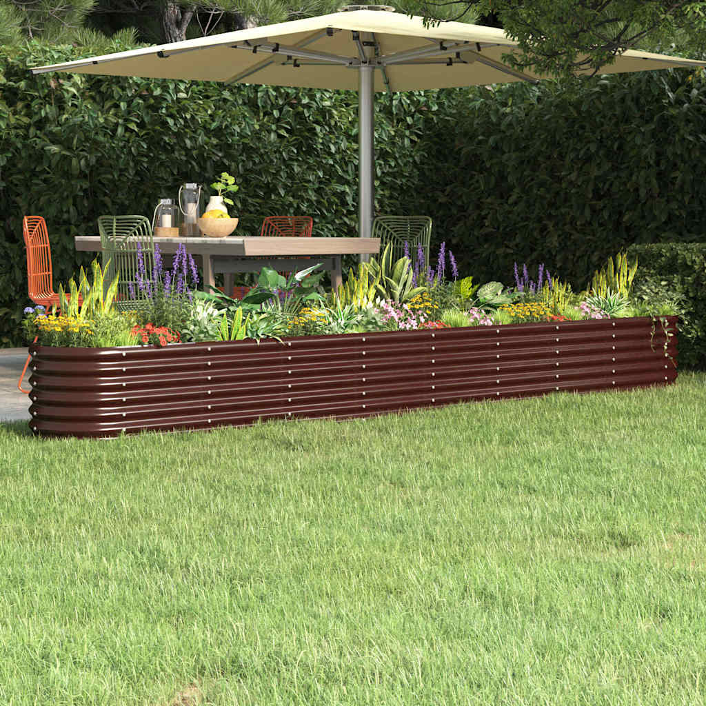 VIDAXL -Pflanzer 332x40x36 cm Pulver -bezogener Stahlbraun