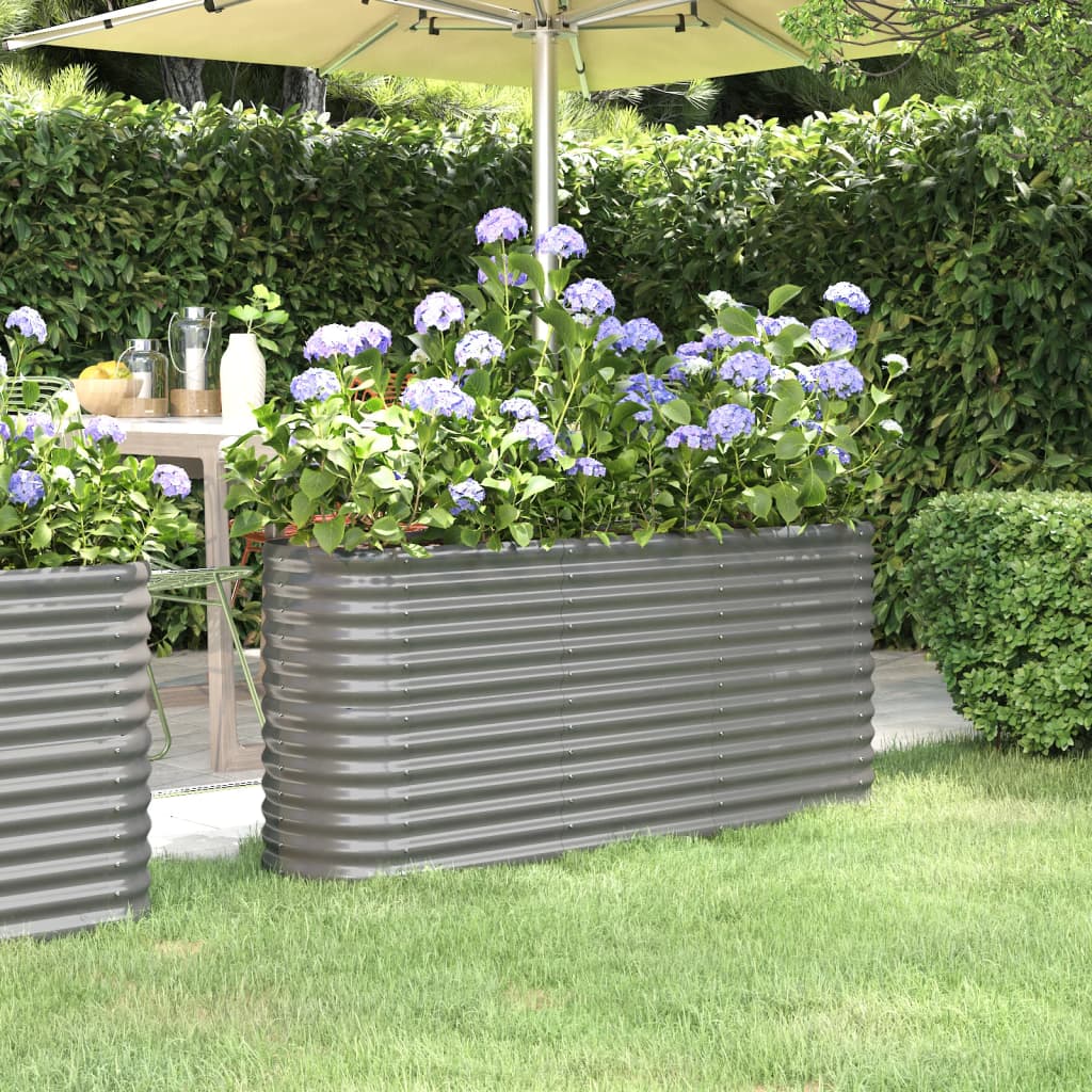 VIDAXL -Pflanzer 152x40x68 cm Pulver -bewegtes Stahl grau