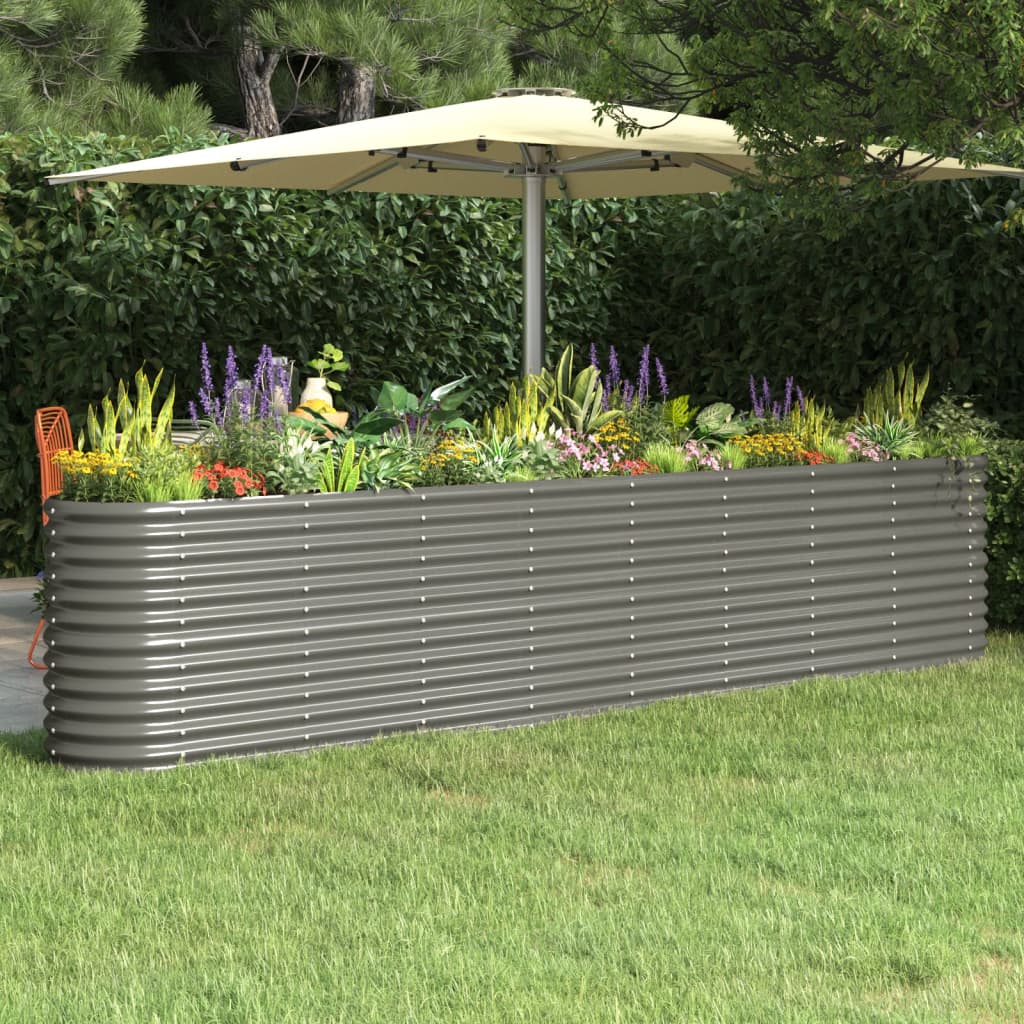 VIDAXL -Pflanzer 332x40x68 cm Pulver -Stahlgrau grau