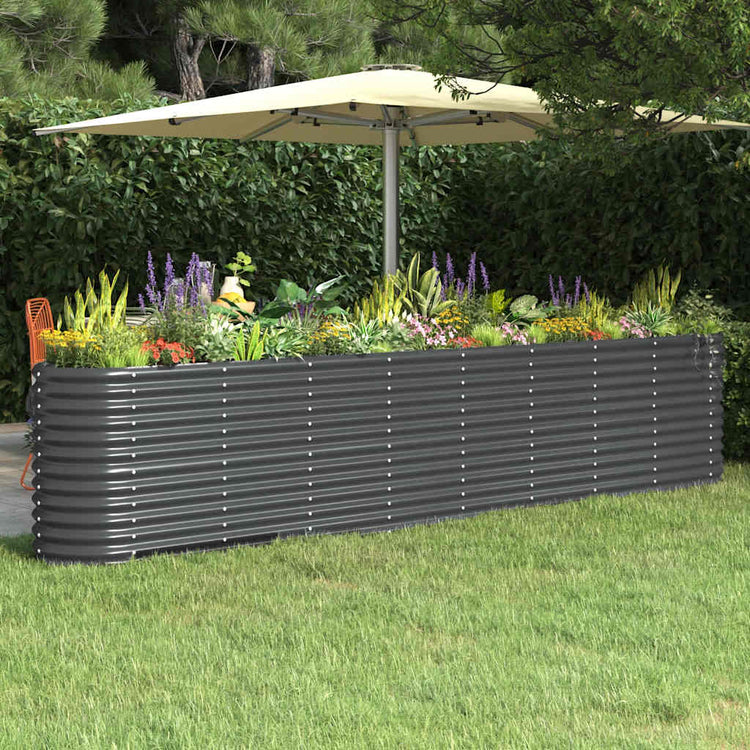 VIDAXL -Pflanzer 332x40x68 cm Pulver -beschichteter Stahl -Anthrazit -Verschärfen