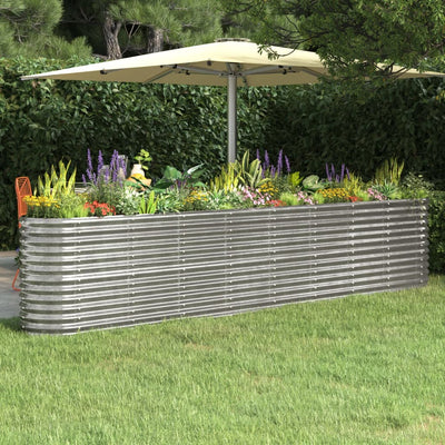 VIDAXL -Pflanzer 332x40x68 cm Pulver -bezogenes Stahl Silber gefärbt