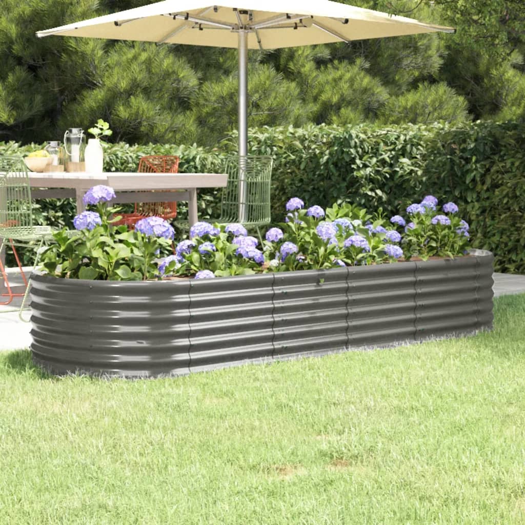 VIDAXL -Planungsbox 224x80x36 cm Pulver -Stahl grau